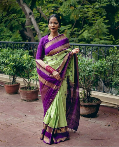 Tempting Pista Soft Silk Saree