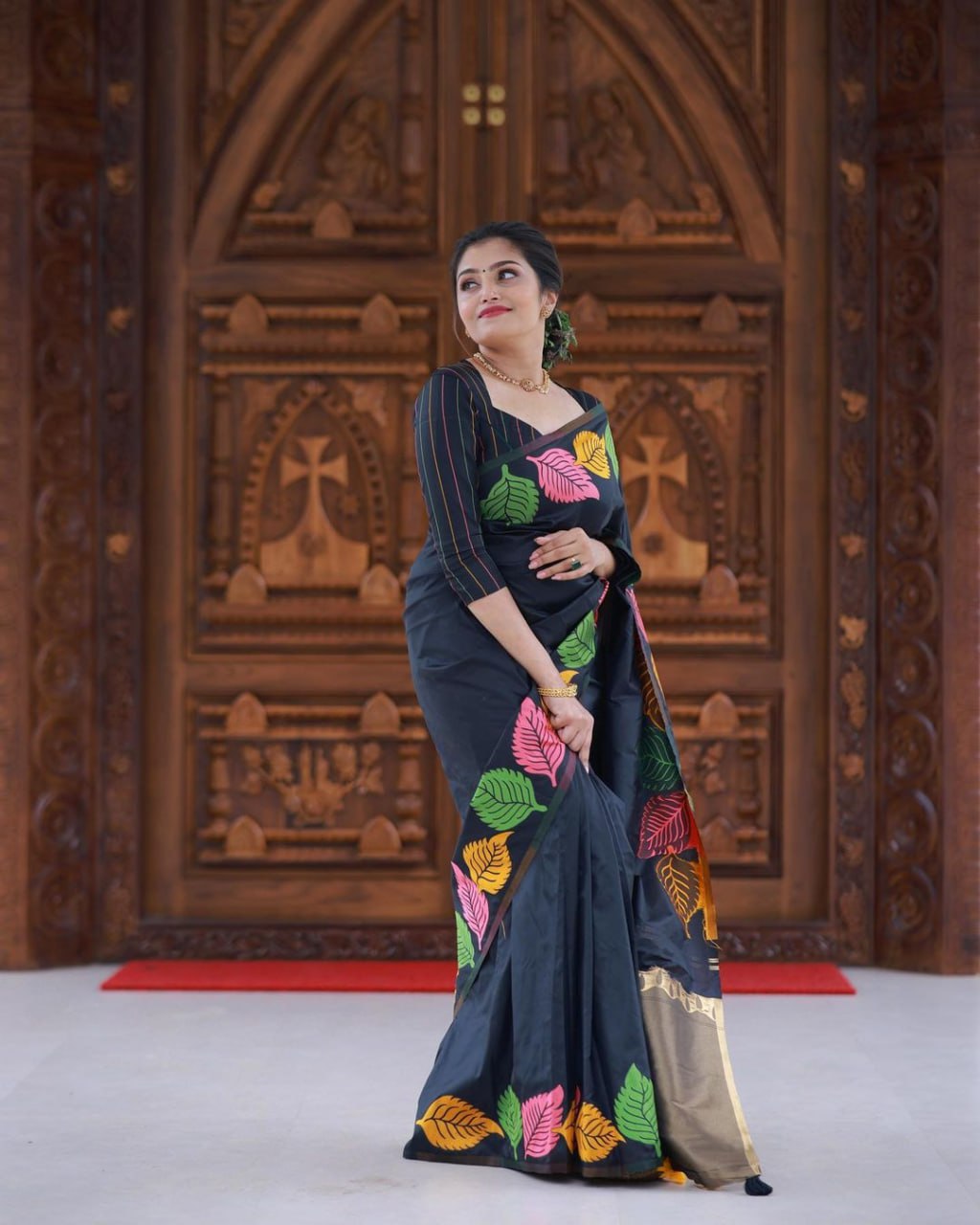 Pretty Black Soft Silk Saree