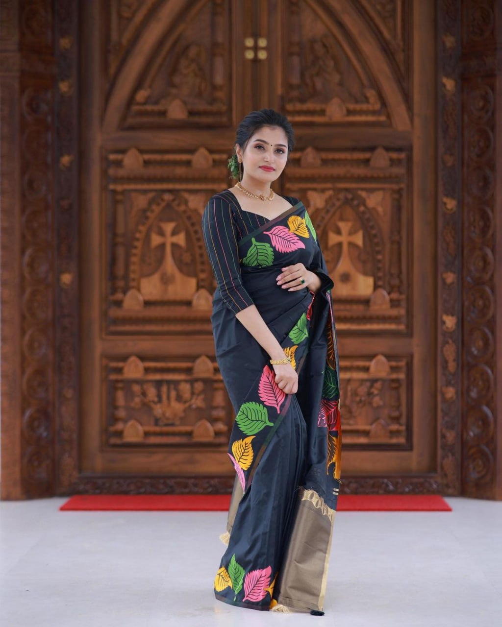 Pretty Black Soft Silk Saree