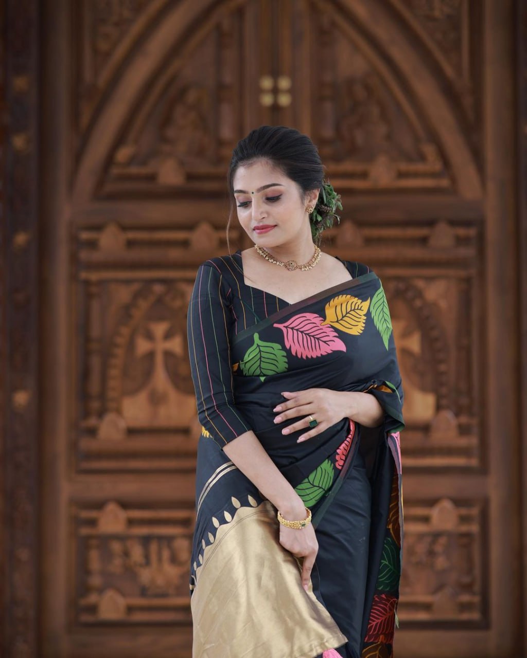 Pretty Black Soft Silk Saree