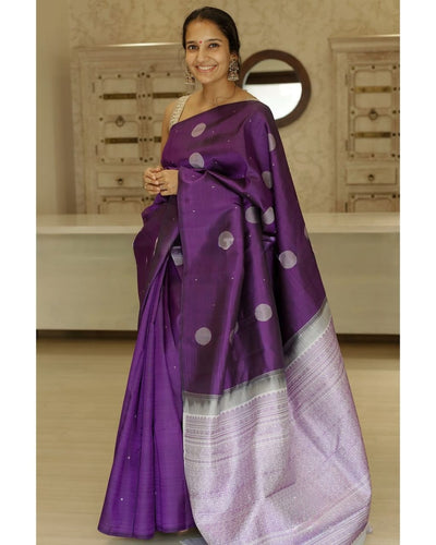 Splendorous Purple Soft Silk Saree