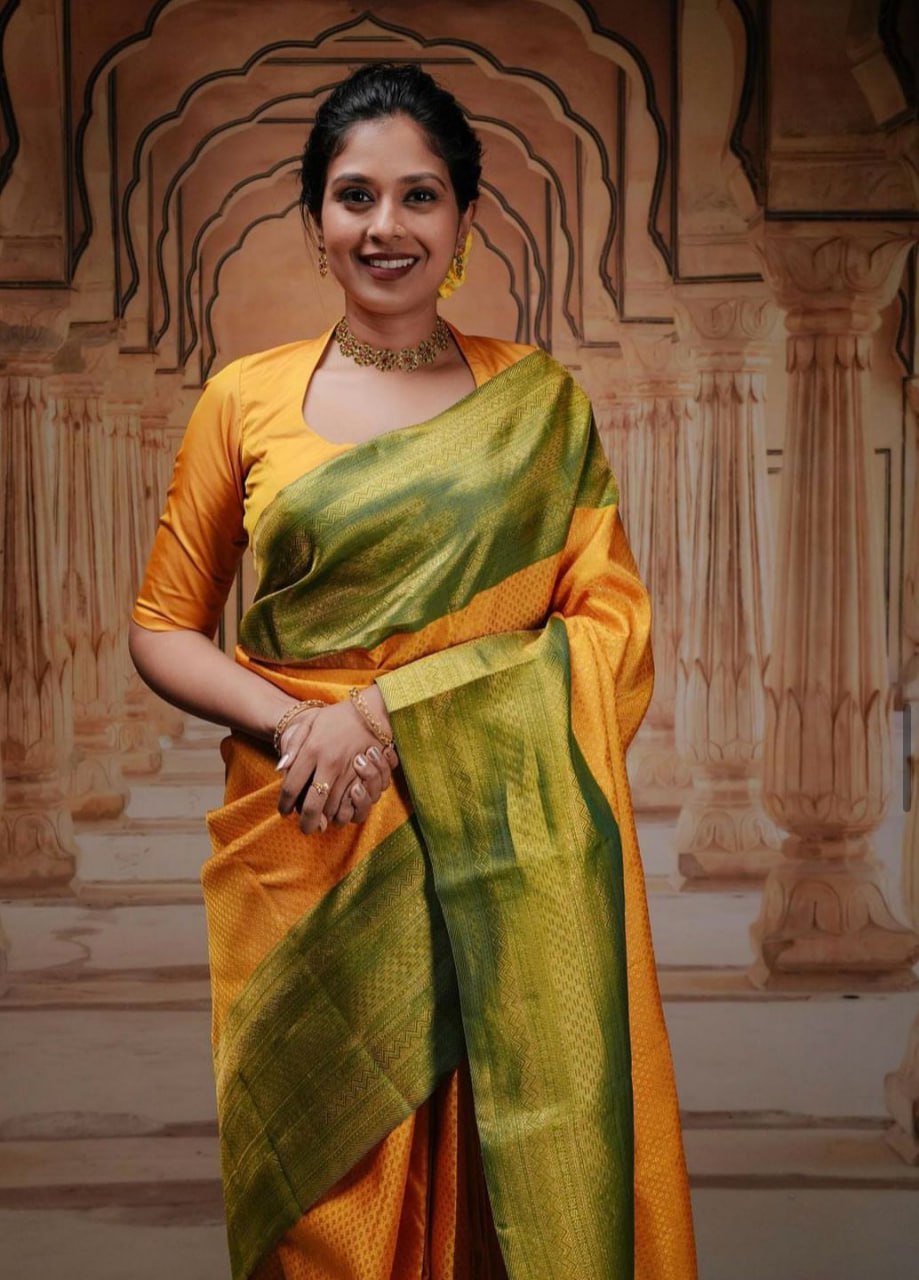 Classy Yellow Soft Silk Saree