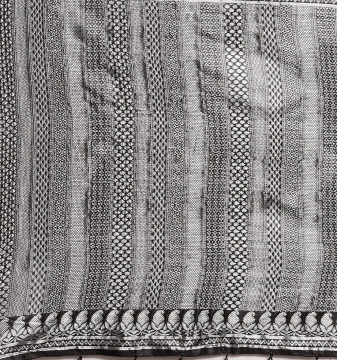 Black With Silver Banarasi Soft Silk Sarees