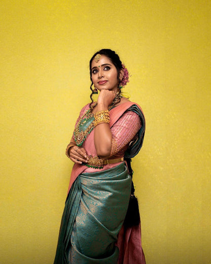 Alluring Firozi Soft Silk Saree