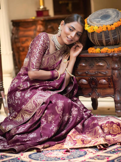 Preferable Wine Soft Silk Saree