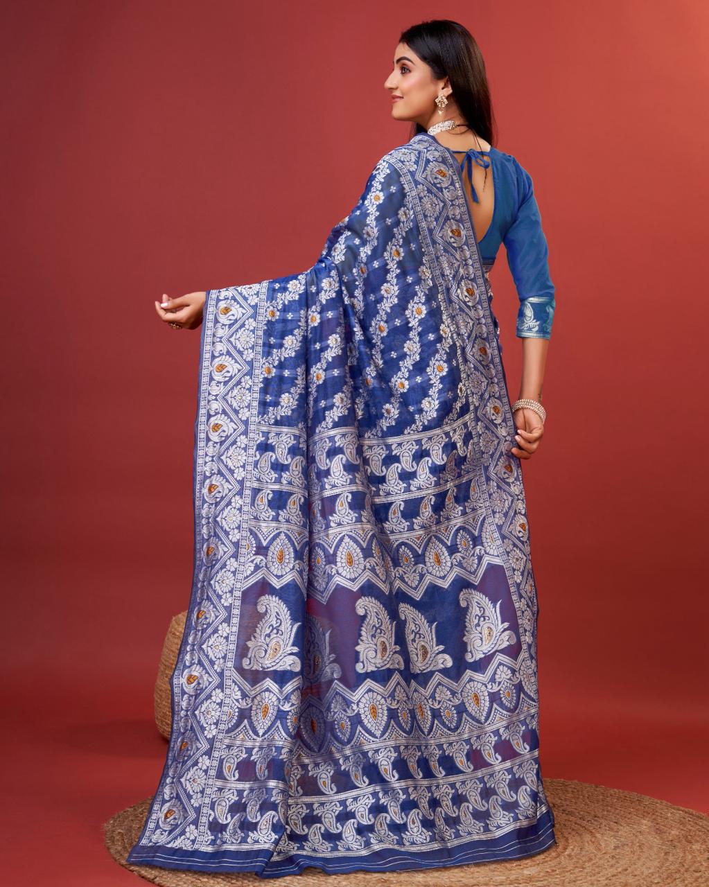 Radiant Royal Blue Cotton Silk Saree