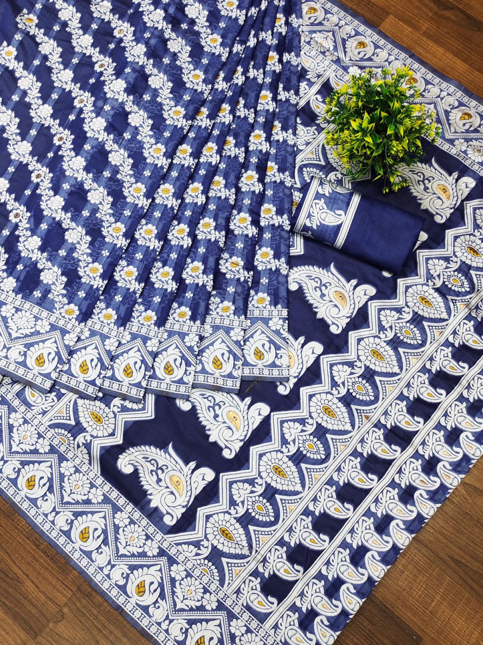 Radiant Royal Blue Cotton Silk Saree