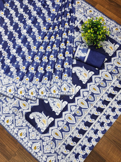 Radiant Royal Blue Cotton Silk Saree