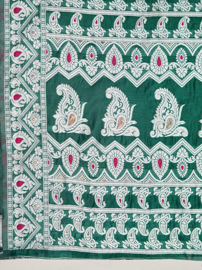 Enigmatic Green Cotton Silk Saree