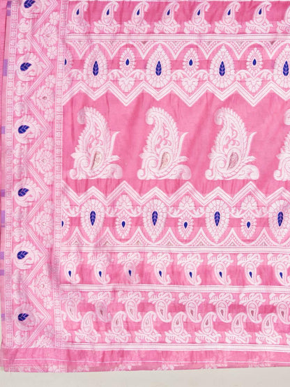 Embellished Pink Cotton Silk Saree