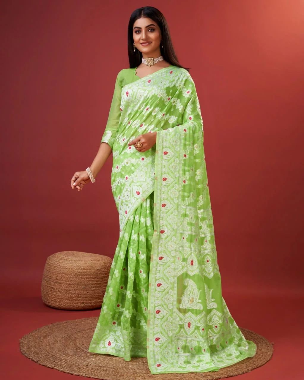 Aplomb Parrot Cotton Silk Saree