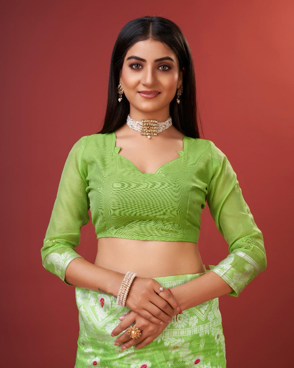 Aplomb Parrot Cotton Silk Saree