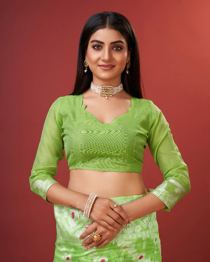 Aplomb Parrot Cotton Silk Saree