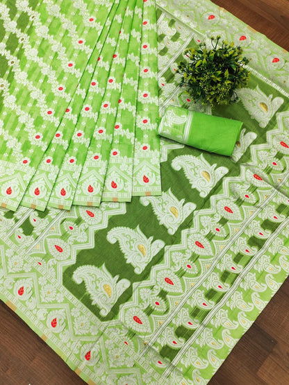 Aplomb Parrot Cotton Silk Saree