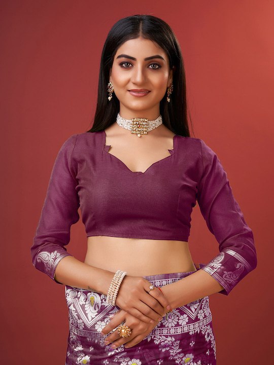 Sonorous Wine Cotton Silk Saree