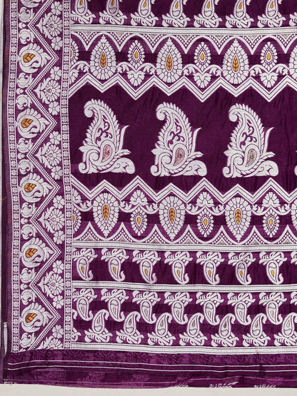 Sonorous Wine Cotton Silk Saree