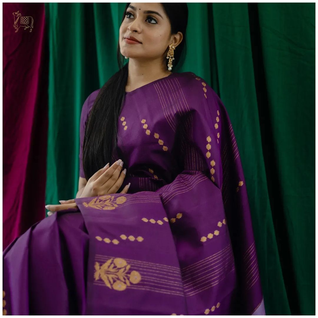 Redolent Purple Soft Silk Saree