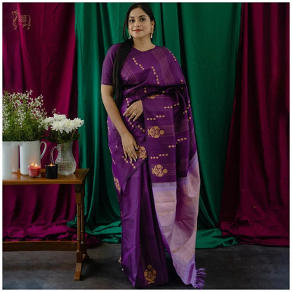 Redolent Purple Soft Silk Saree