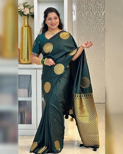 Ideal Dark Green Soft Silk Saree