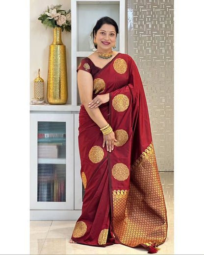 Charming Maroon Soft Silk Saree