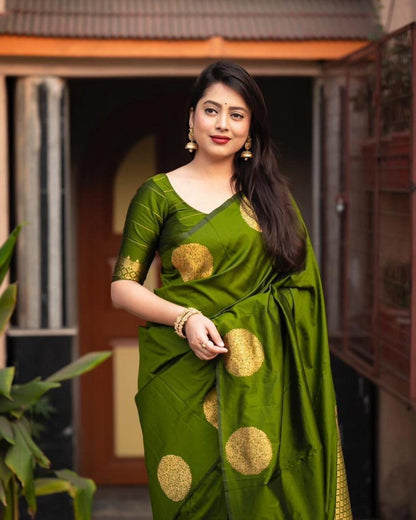 Gorgeous Green Soft Silk Saree