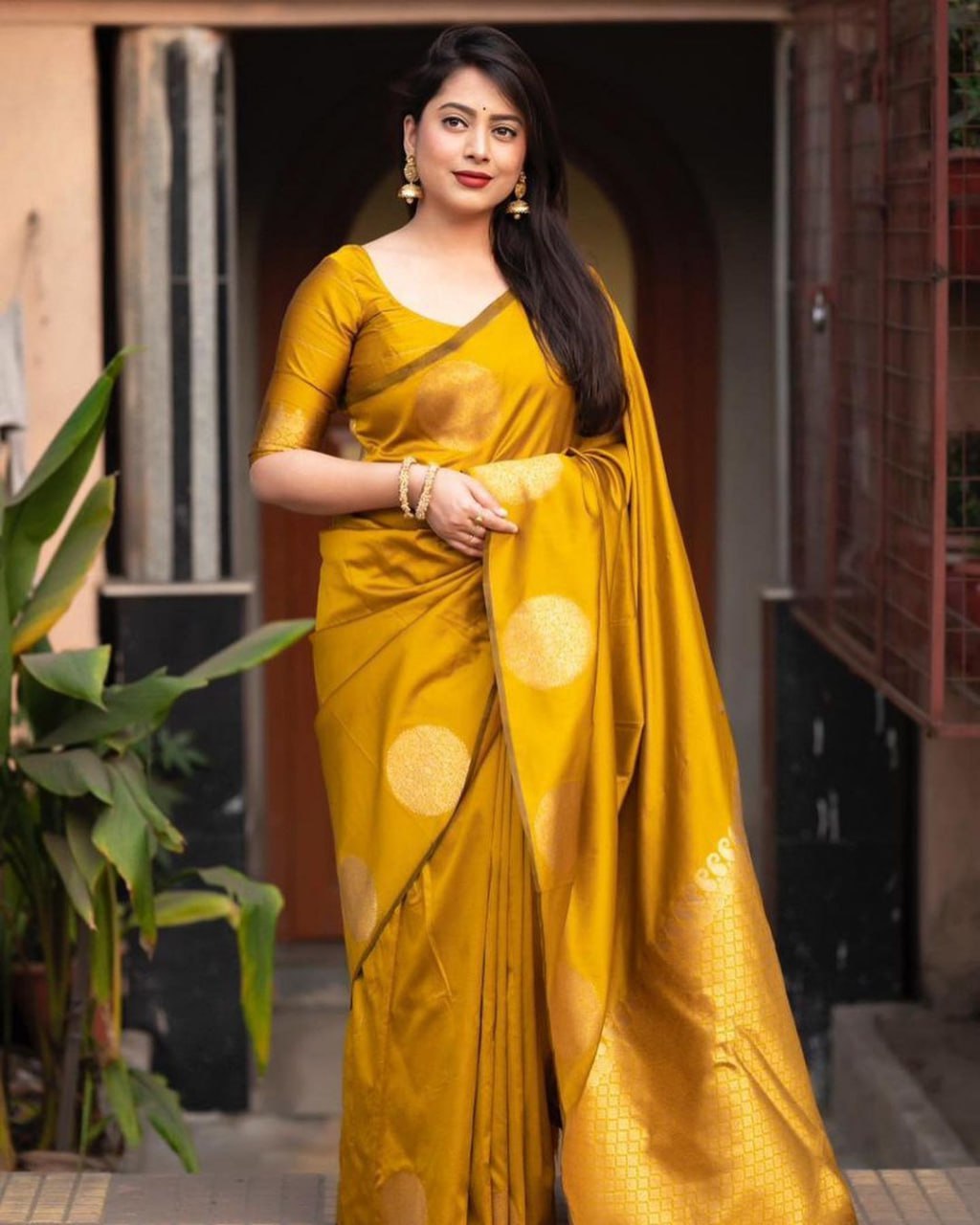 Ebullience Yellow Soft Silk Saree