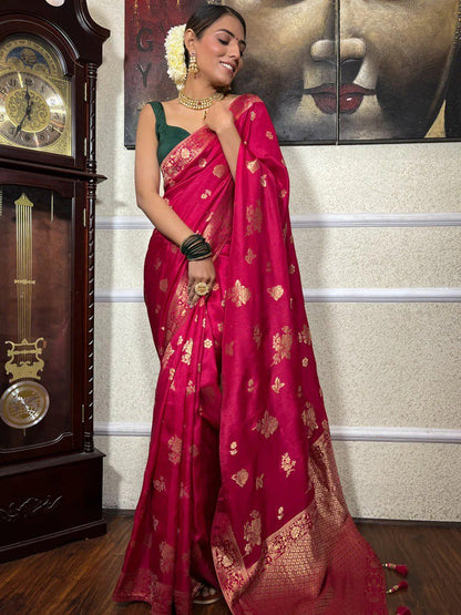 Outstanding Dark Pink Soft Silk Saree