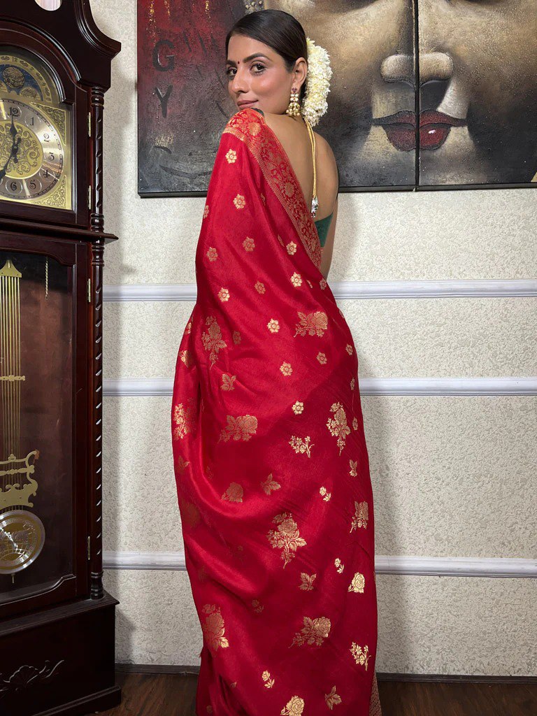 Bewitching Red Soft Silk Saree