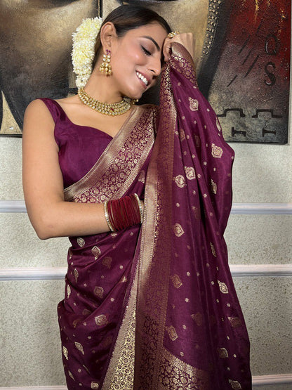 Murmurous Wine Soft Silk Saree