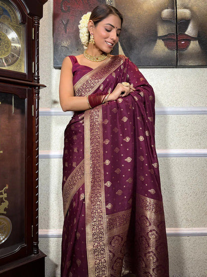 Murmurous Wine Soft Silk Saree