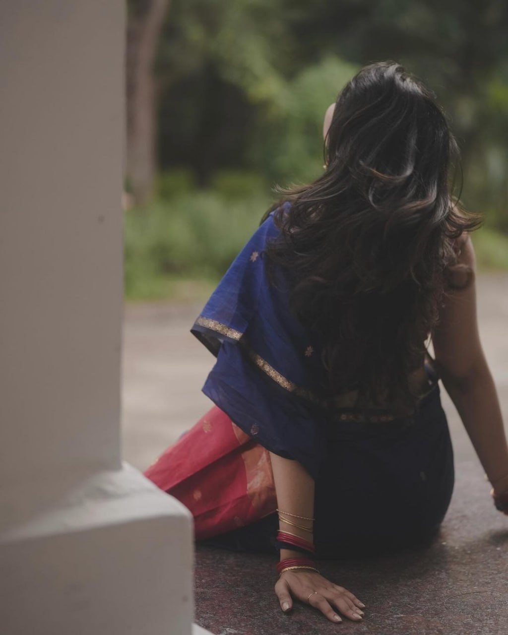 Exquisite Navy Blue Cotton Silk Saree