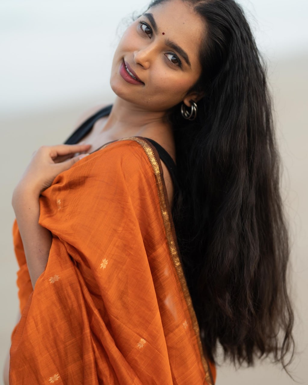 Unique Orange Cotton Silk Saree