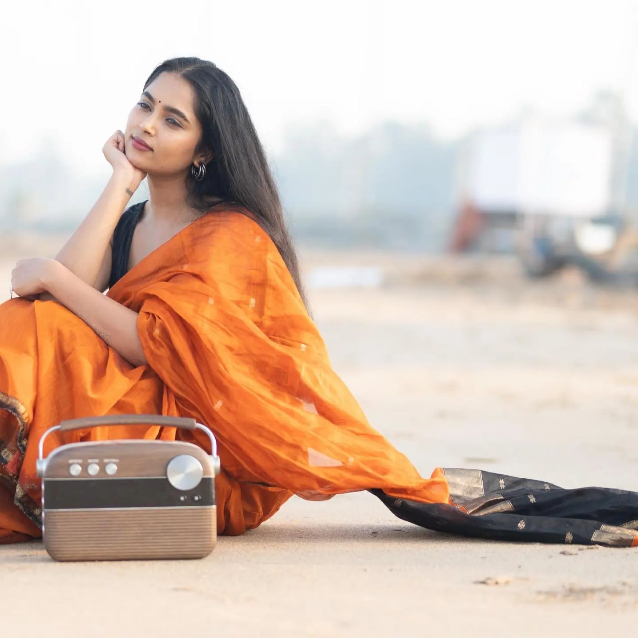 Unique Orange Cotton Silk Saree