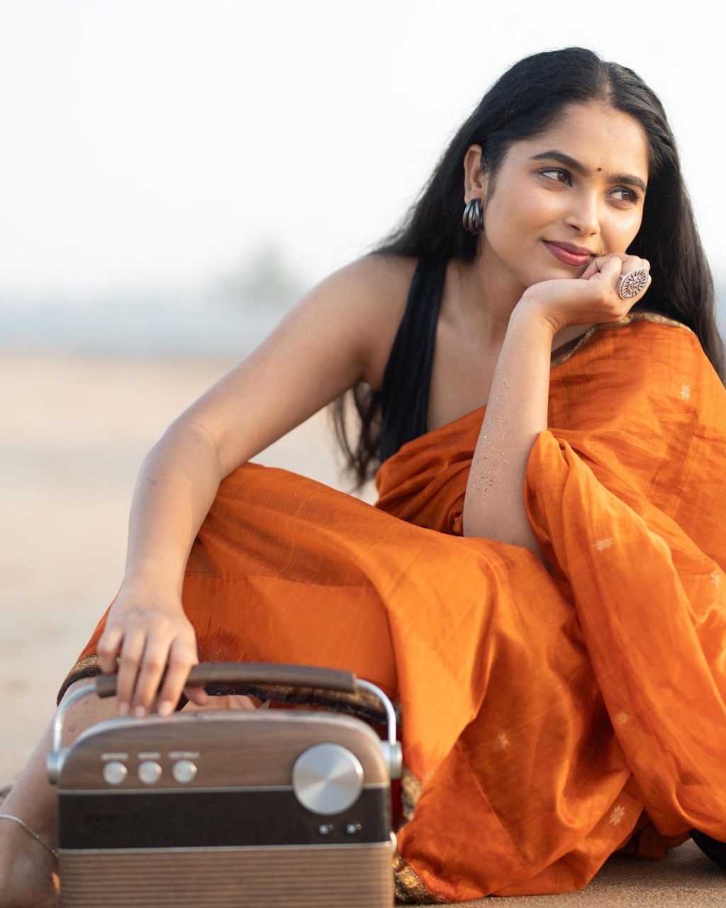 Unique Orange Cotton Silk Saree