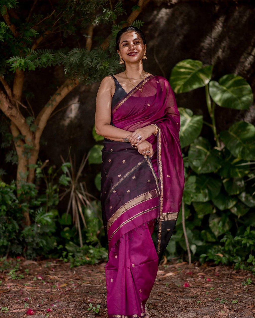 Marvellous Dark Pink Cotton Silk Saree