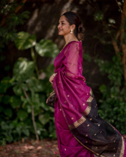 Marvellous Dark Pink Cotton Silk Saree