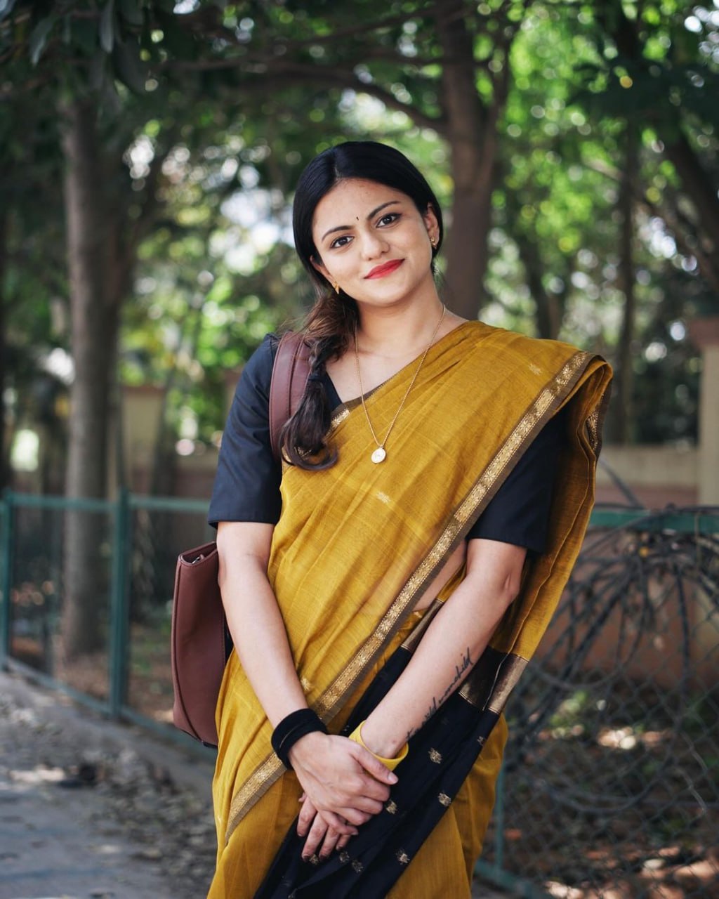 Ethnic Mustard Cotton Silk Saree