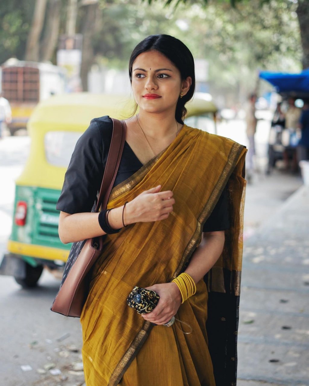 Ethnic Mustard Cotton Silk Saree