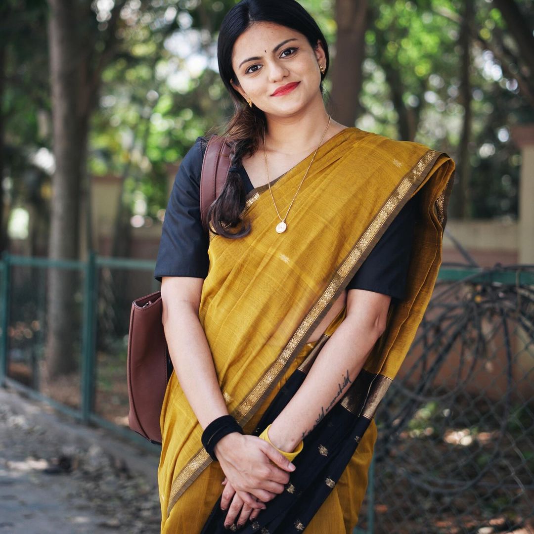 Ethnic Mustard Cotton Silk Saree