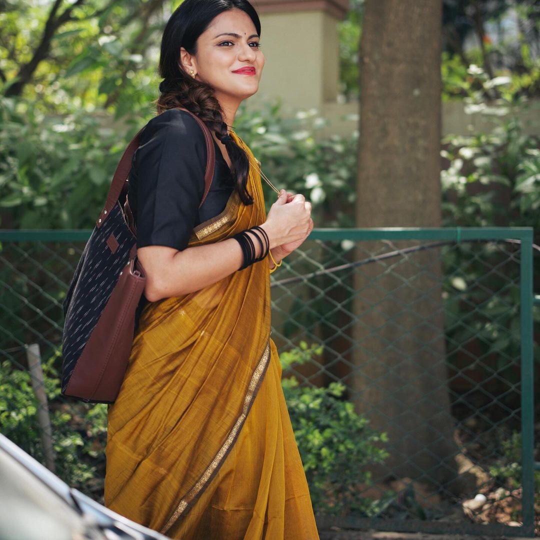 Ethnic Mustard Cotton Silk Saree