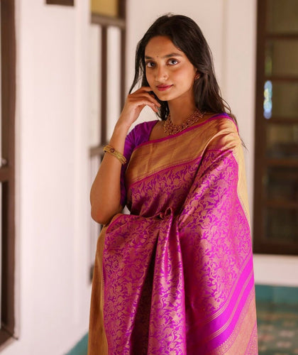 Evocative Magenta Soft Silk Saree