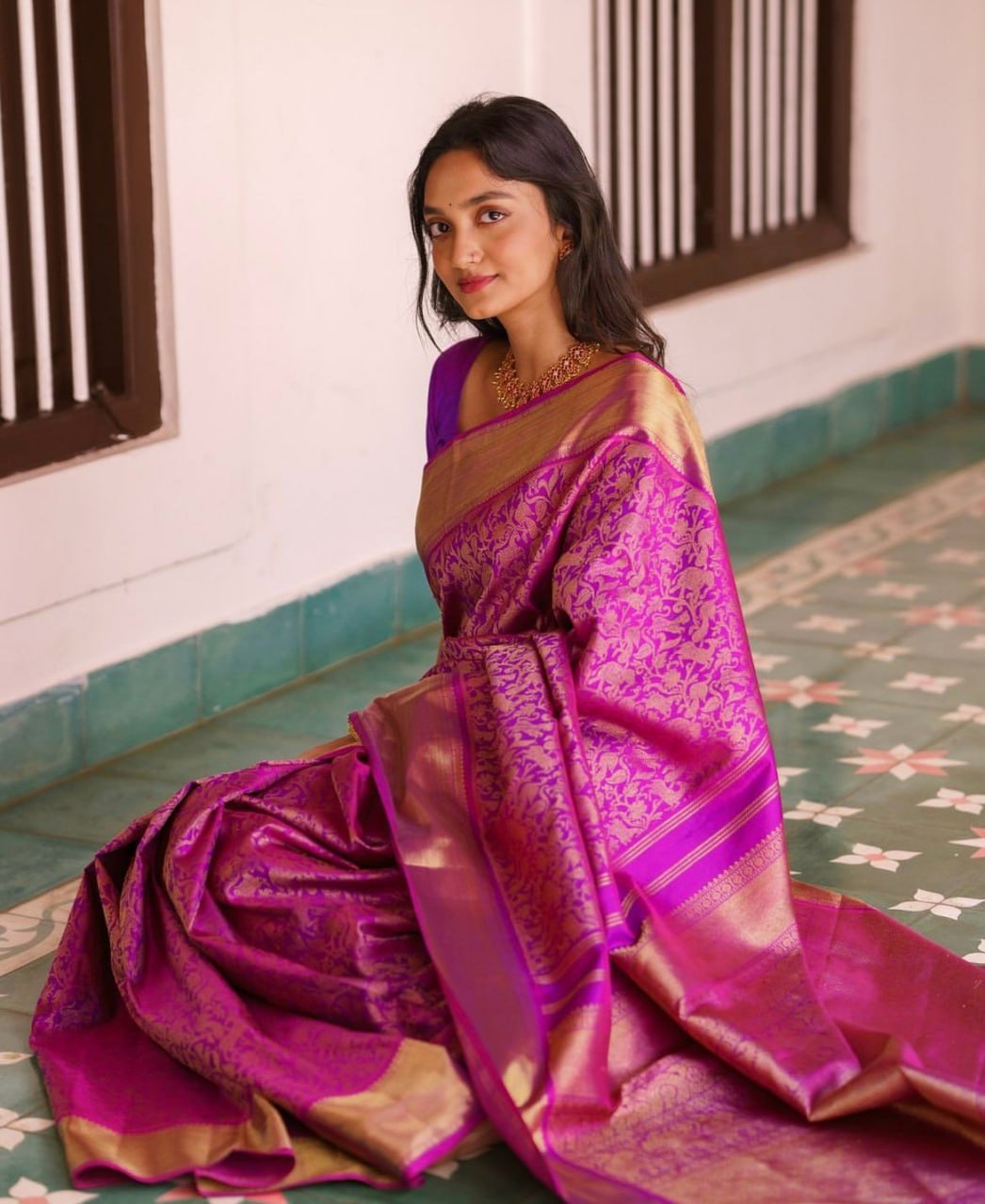 Evocative Magenta Soft Silk Saree