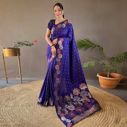 Prominent Royal Blue Soft Banarasi Silk Saree