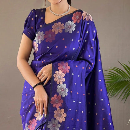 Prominent Royal Blue Soft Banarasi Silk Saree