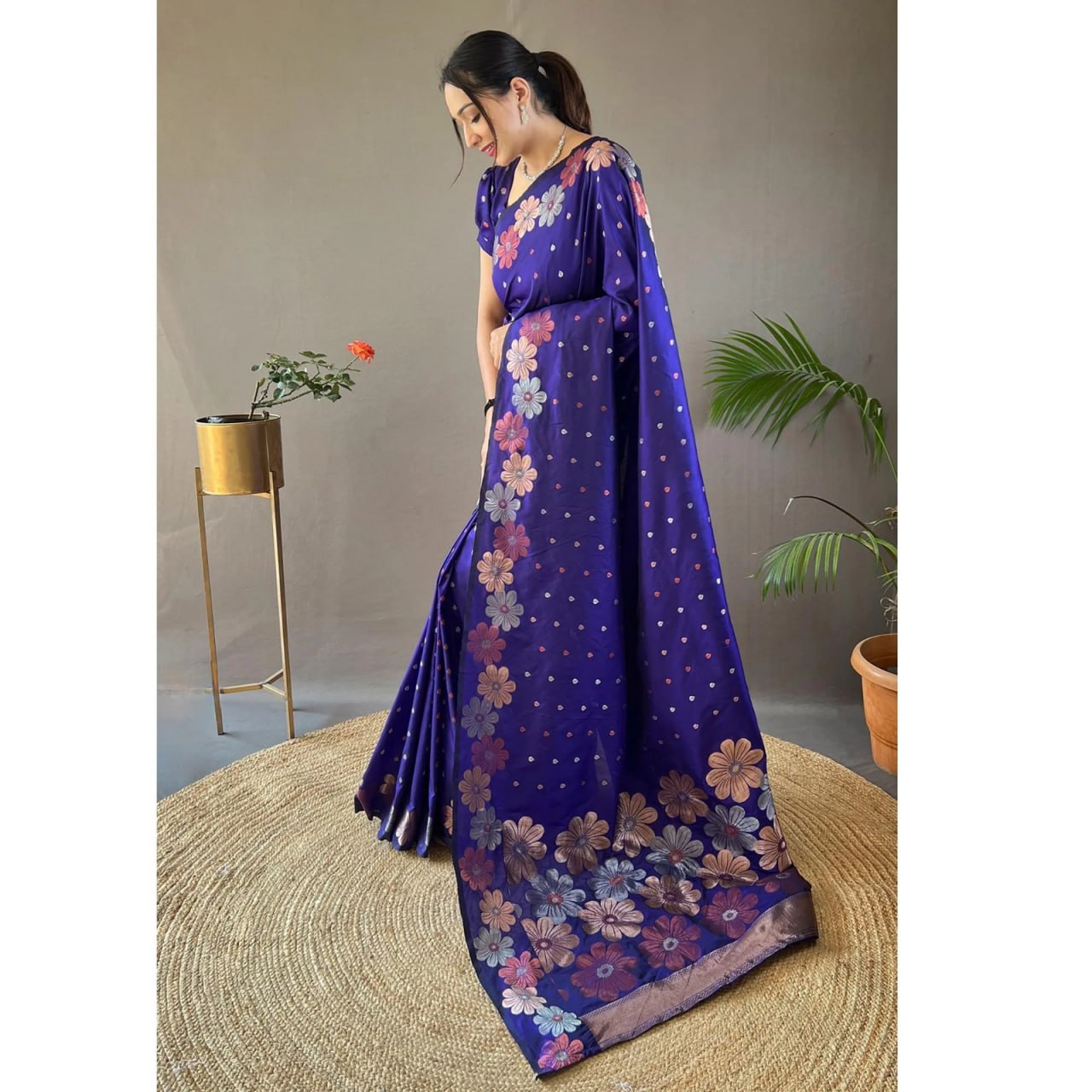Prominent Royal Blue Soft Banarasi Silk Saree