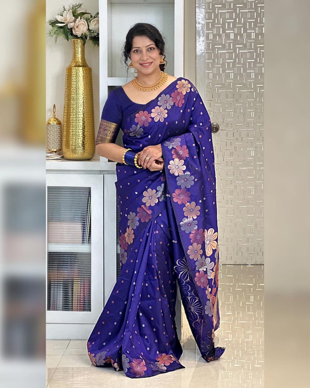 Prominent Royal Blue Soft Banarasi Silk Saree