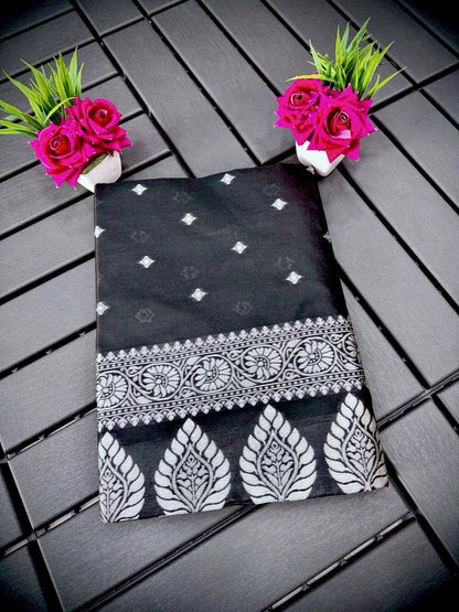 Fugacious Black Banarasi Silk Saree