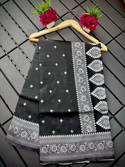 Fugacious Black Banarasi Silk Saree