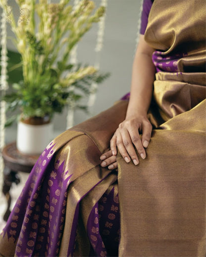 Fancifull Dark Lavendor Soft Silk Saree