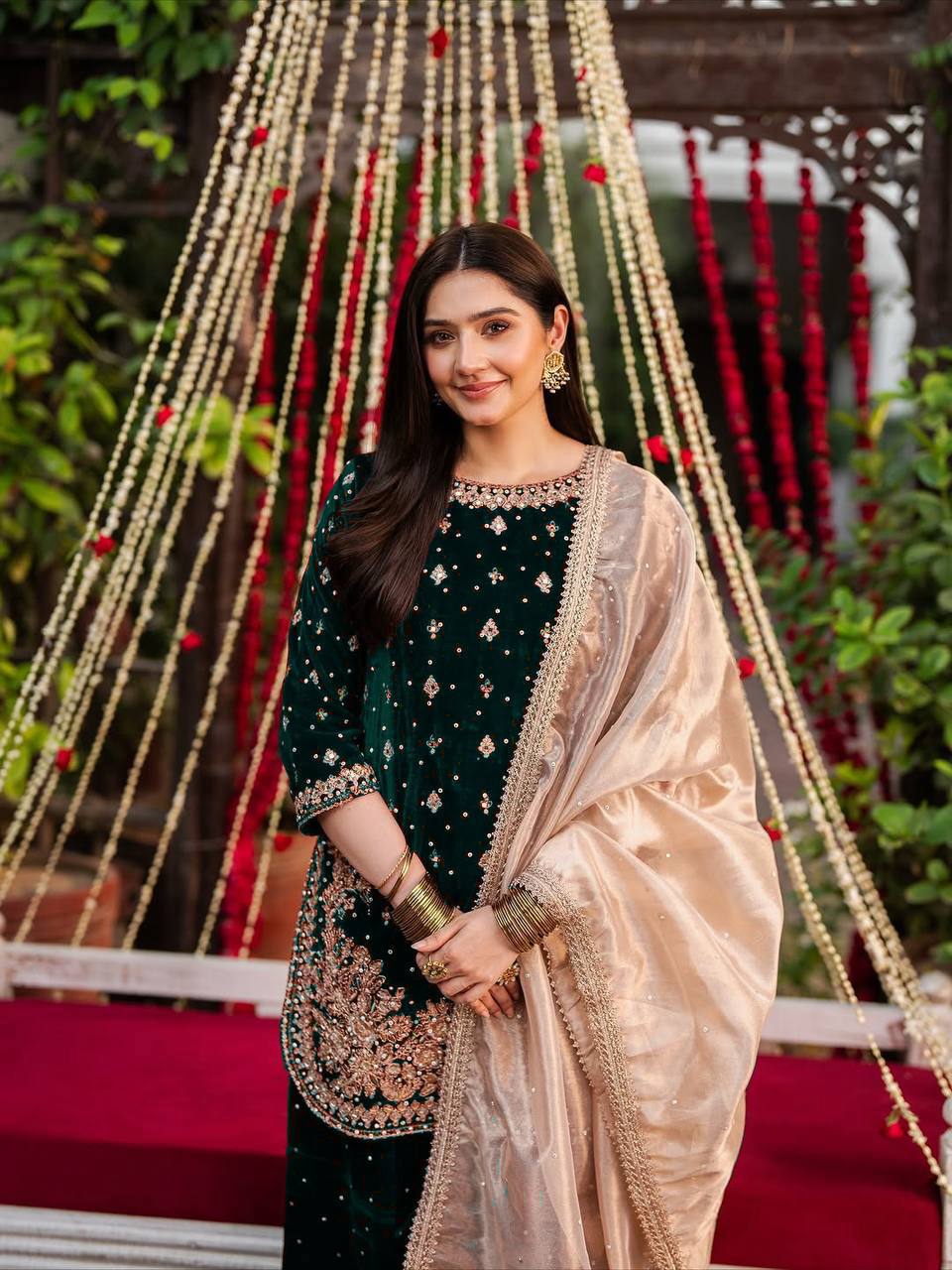 6 Color Velvet Embroidered Kurti Palazzo Set with Dupatta